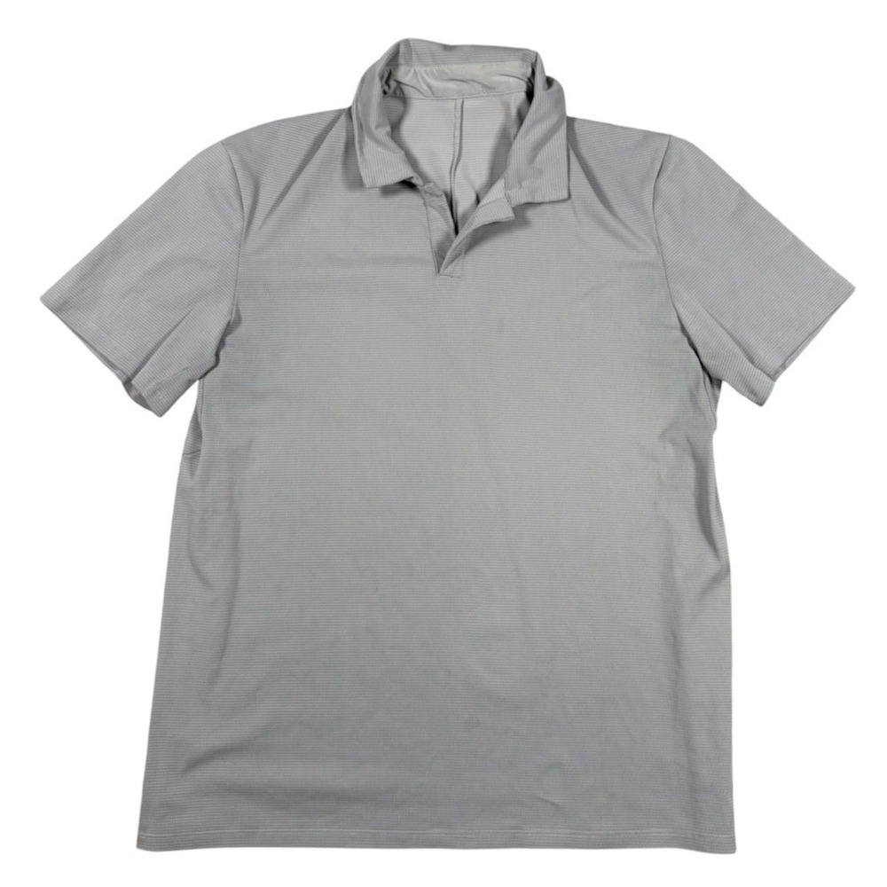 Lululemon Warped Sense Mesh Short Sleeve Polo Men's Large Gray Performance Gym